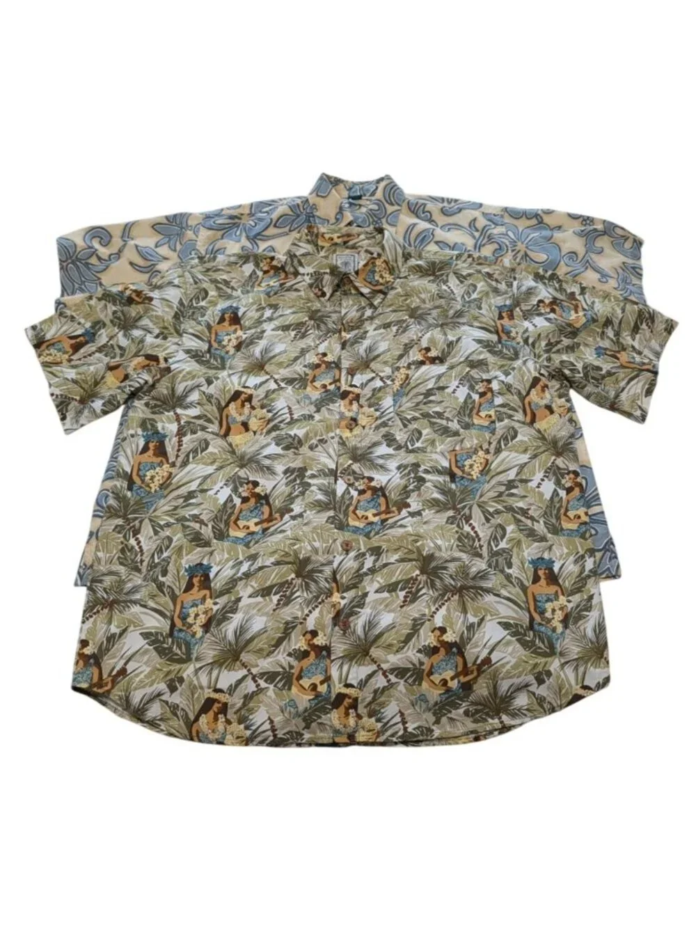 Roundtree & Yorke Mens Hawaiian Button-Up Shirts Lg 100% Cotton Tropical Floral - Picture 2 of 16
